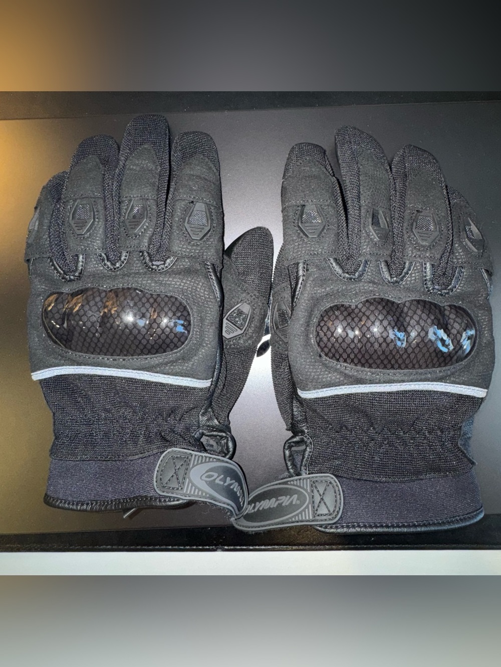 Olympia L Black Tactical Gloves with Knuckle Protection fits men’s M-L